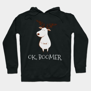 Ok Boomer Meme Deer Albino Ugly Christmas Sweater Gift Hoodie